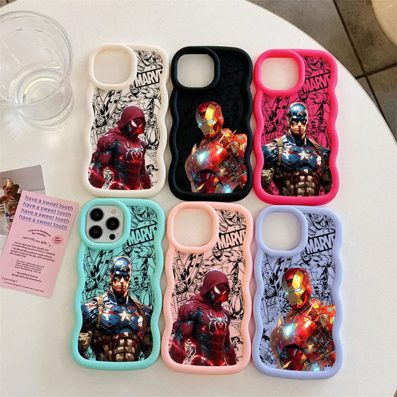 Iron Spider Man Captain America Candy Color Phone Case For iPhone 17 Air 16 15 14 Plus 13 12 Mini 11 Pro Max 17E 16E Soft Cover