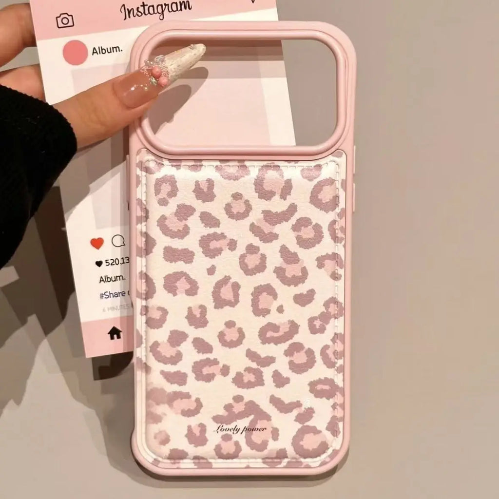 Simple Korean Pink Retro Leopard Pattern Phone Case For iPhone 17 AIR 16 15 14 13 12 11 PRO MAX PLUS Anti Drop Dustproof Cover