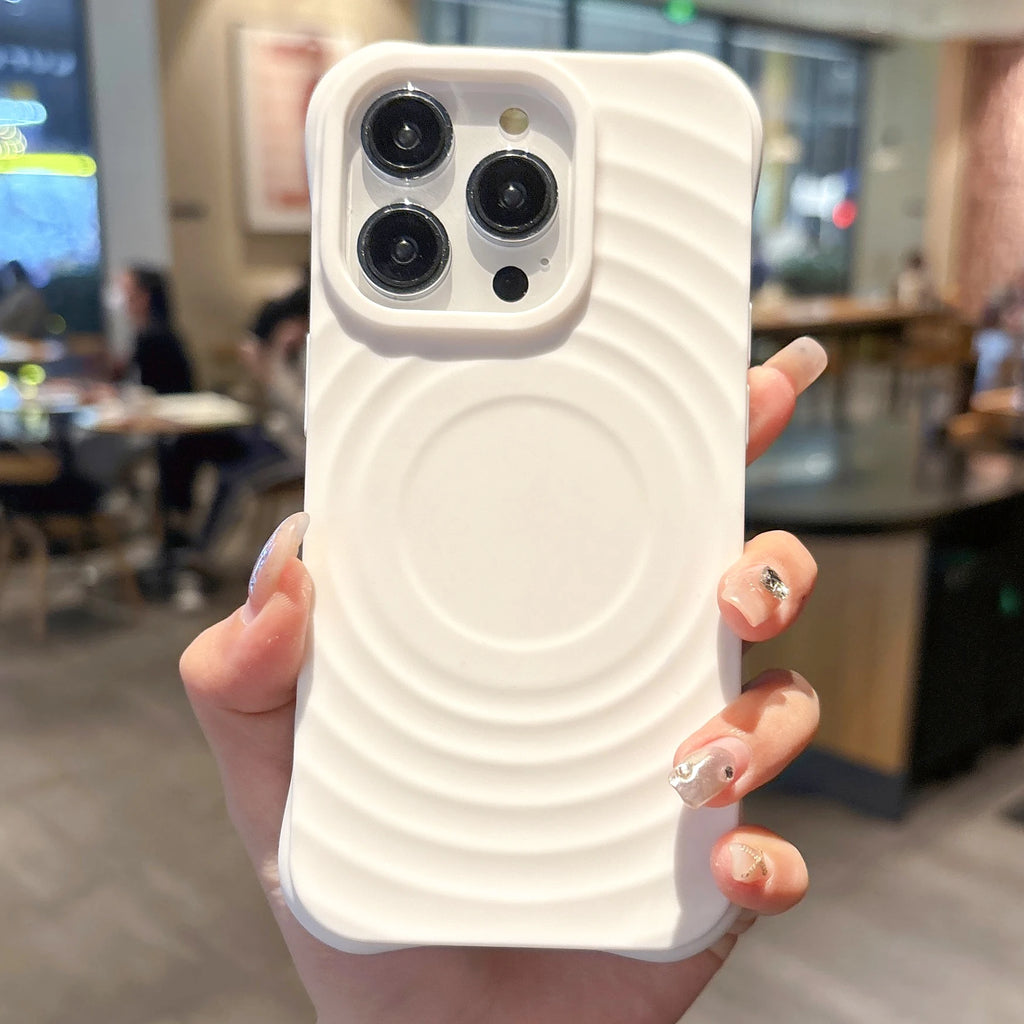 Colorful circular pattern magsafe charging case for iPhone 16 15 14 13 12 11 Pro Max Plus magnetic shockproof silicon phone case
