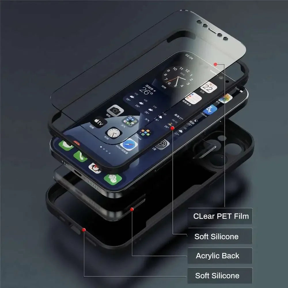 360 Full Body Front+Back Clear Case For iPhone 17 16 15 14 Pro Max Air 13 11 12 Pro Max Plus 16E SE3 Bumper Shockproof Cover