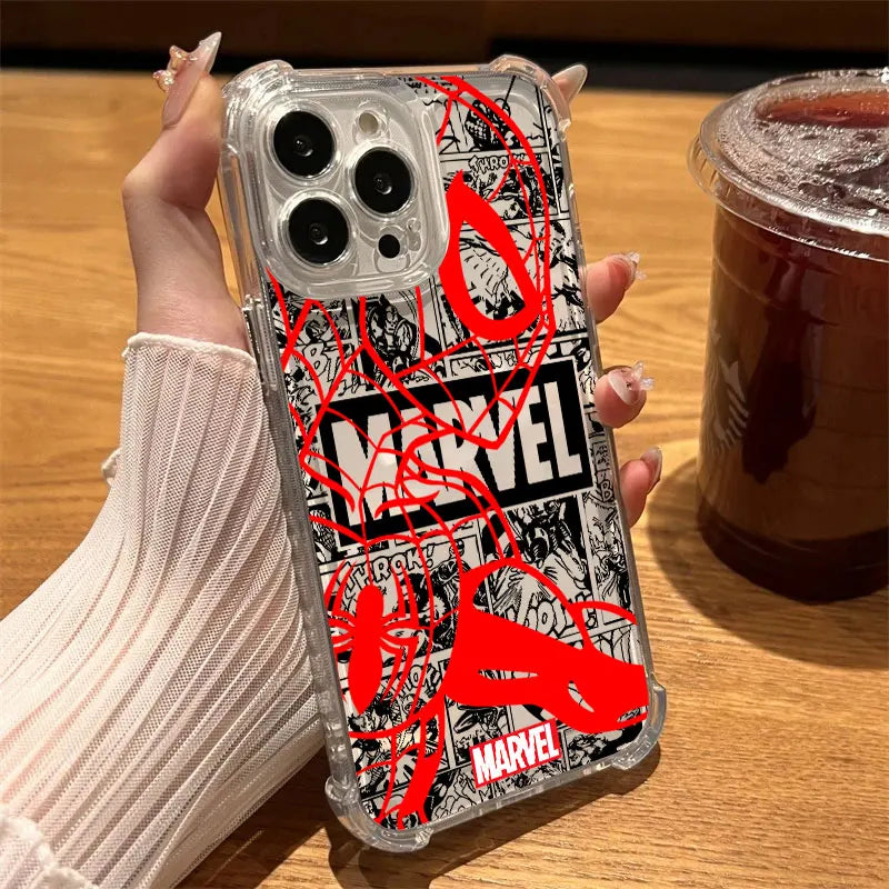 Marvel Spiderman Ironman Avengers Clear Case For iPhone 17 16 15 14 13 12 11 Pro Max 16e 17e Air 13 15 Plus XS X 7 8 Phone Cover