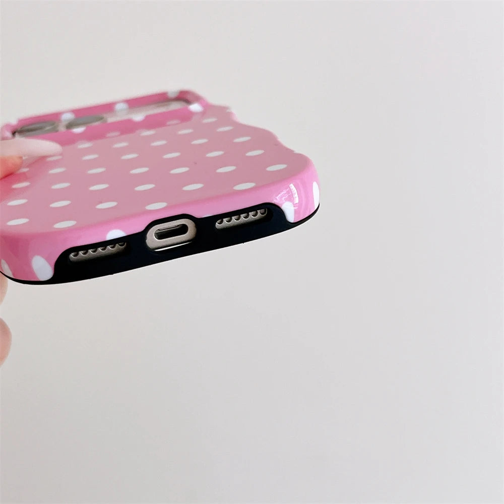 Cute 3D Wavy Pattern INS Polka Dot Small Fresh Mobile Phone Case for iPhone 17 16 15 14 13 Pro Max Ultra Slim Shockproof Cover
