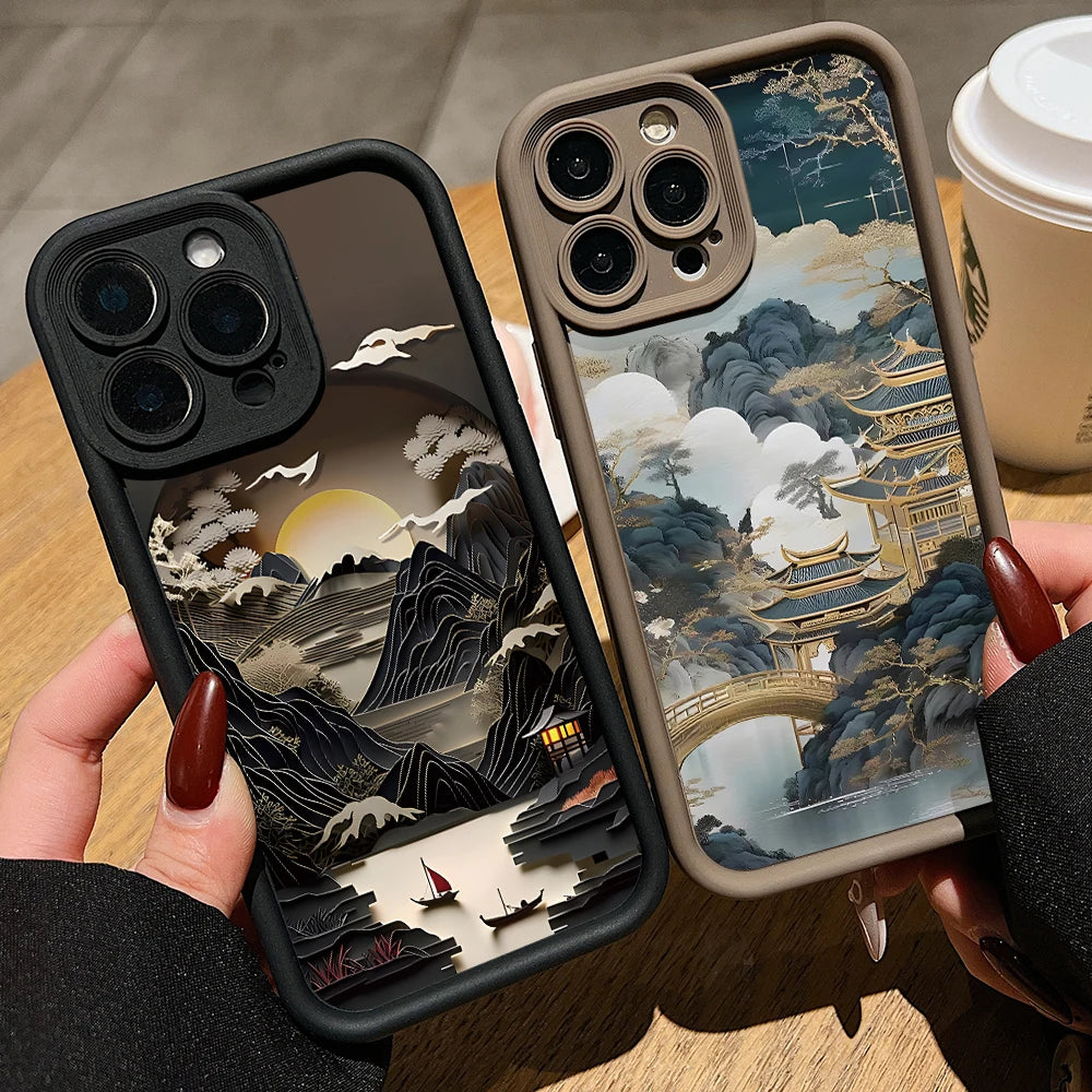 Landscape pavilions towers Phone Case for Xiaomi Mi 15 14 14T 13 12T 11 Lite Poco C61 X5 X4 M6 F5 F4 Pro 4G 5G Soft Cover Funda