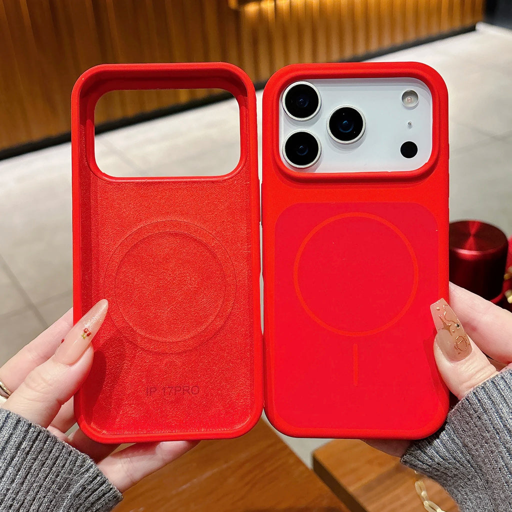 Original New Year Red Liquid Silicone Magnetic Phone Case For iPhone Air 17 16 15 14 13 Pro Max Plus For Magsafe Matte Cover