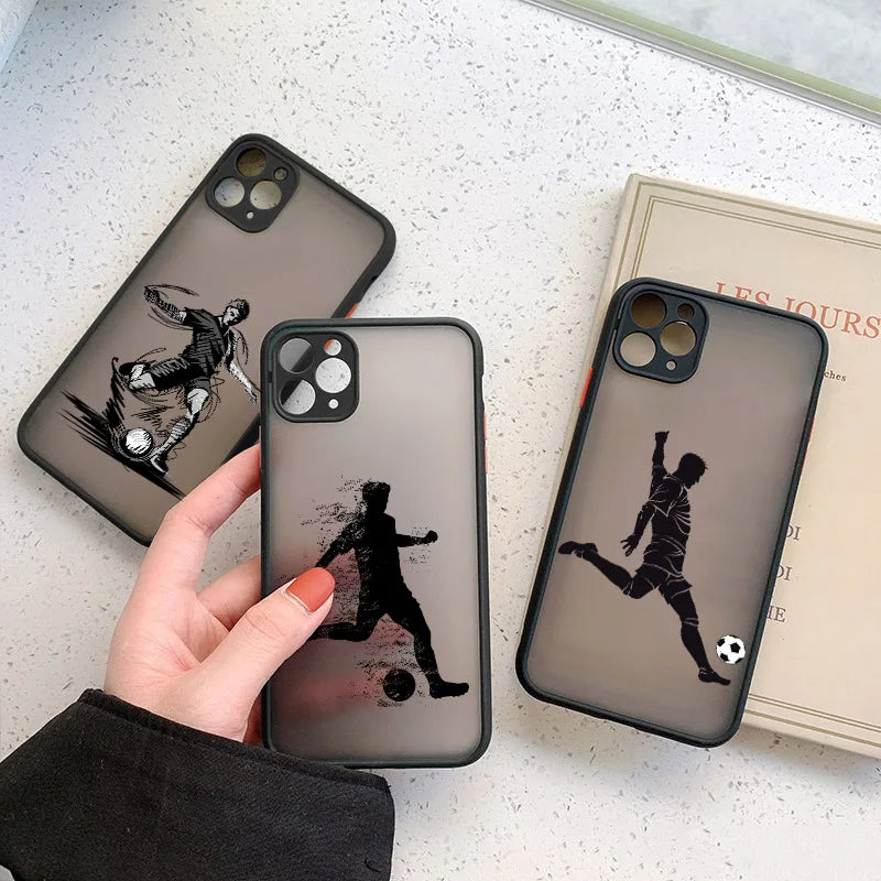 Phone Case For iPhone 17 16 12 13 11 14 15 Pro Max XS XR 16 Plus X PlaySoccer Shockproof Clear PC Cute Back Cover Coque Football