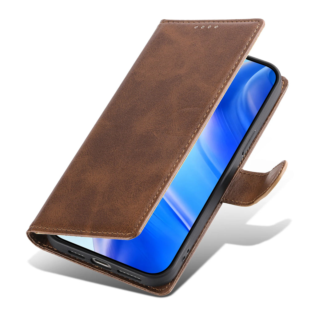 Business Leather Flip Case For iPhone 17 16 Pro Max Air 16E 15 14 13 12 11 Pro XS Max XR 8 7 Plus SE Cards Solt Wallet Cover