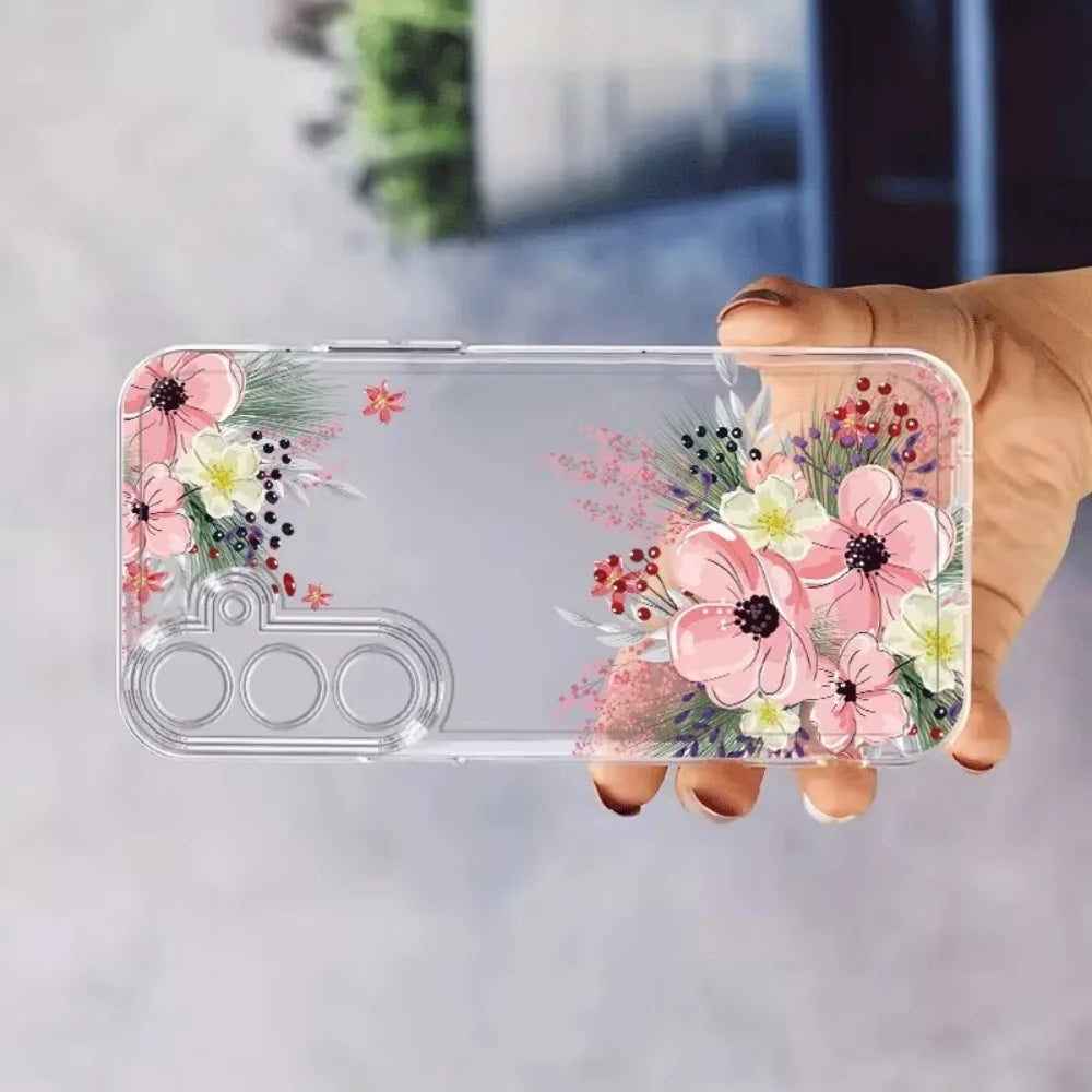 Fashion Floral Pattern Silicone Phone Case For Samsung Galaxy A73 A72 A71 A70 A56 A55 A54 A53 A52 A51 A50 A42 A36 S 4G 5G Cover
