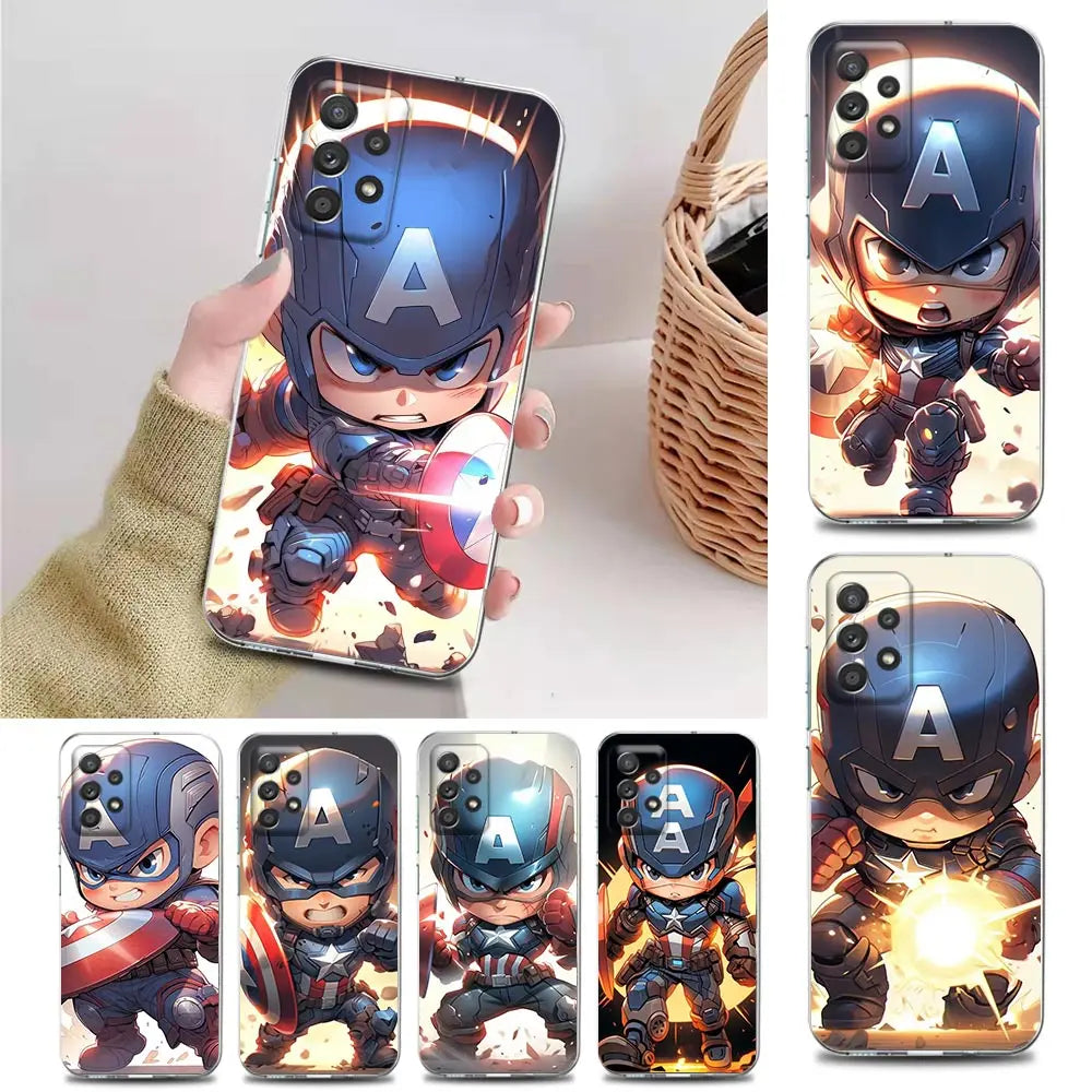 Cute Captain America Marvel Case For Samsung Galaxy A57 A37 A17 A07 A56 A36 A26 A16 A06 A55 A35 A25 A15 A54 A34 A73 Phone Cover