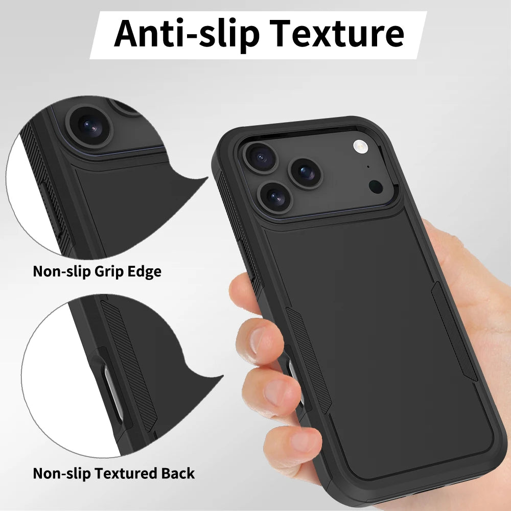Heavy Duty Armor Shockproof Case For iPhone 17 Pro Max 17Air 16e 16 Plus TPU Frame Hard Plastic Phone Protective Cover Fundas