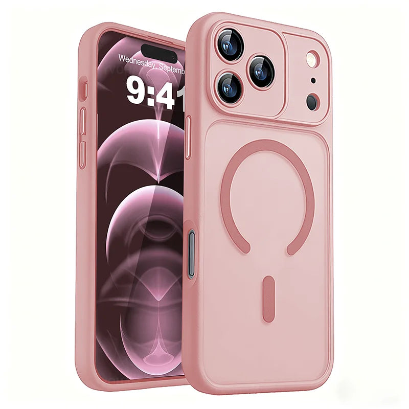 Luxury Armor Shockproof Phone Case For iPhone 17 Air 16 15 14 13 12 11 Pro Max Plus For Magsafe Matte Transparent Magnetic Cover
