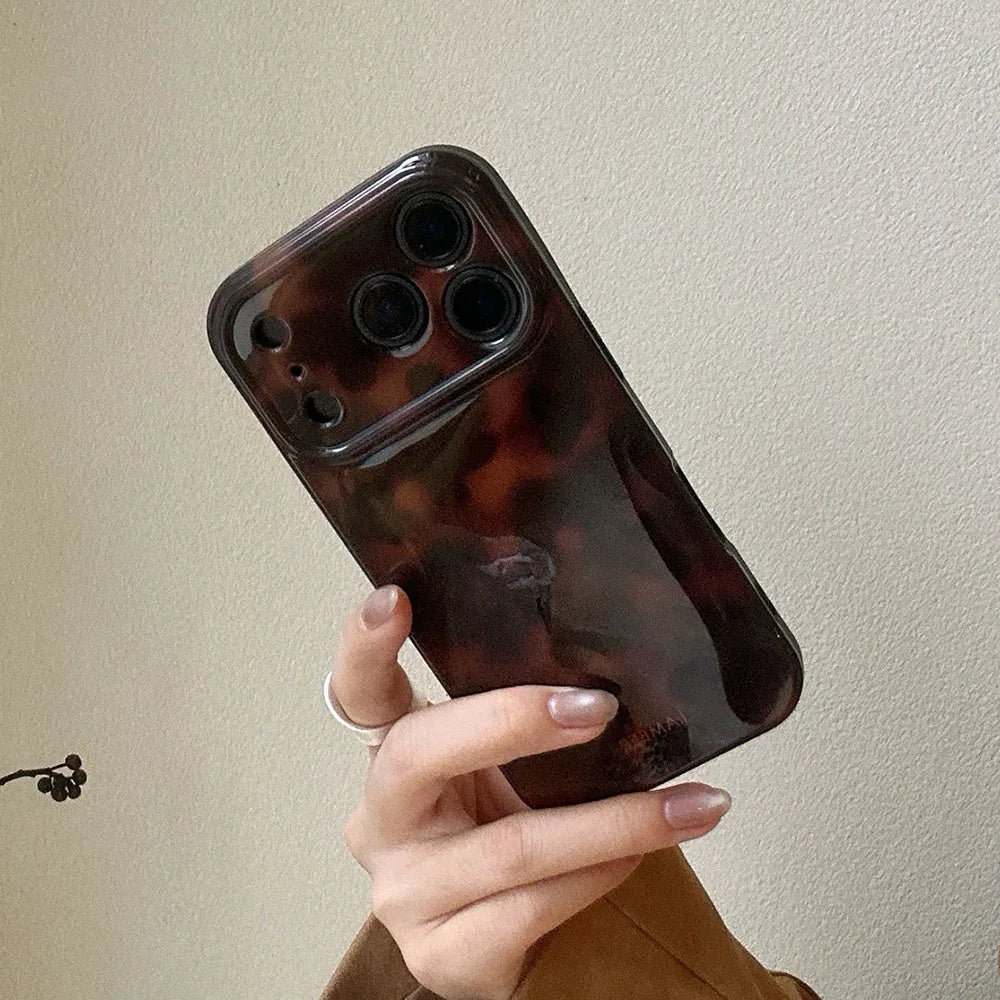 Amber Retro Leopard Print Phone Case For iPhone 17 16 15 14 13 12 11 Pro Max 15 Plus 17Air Shockproof Dustproof Soft Back Cover