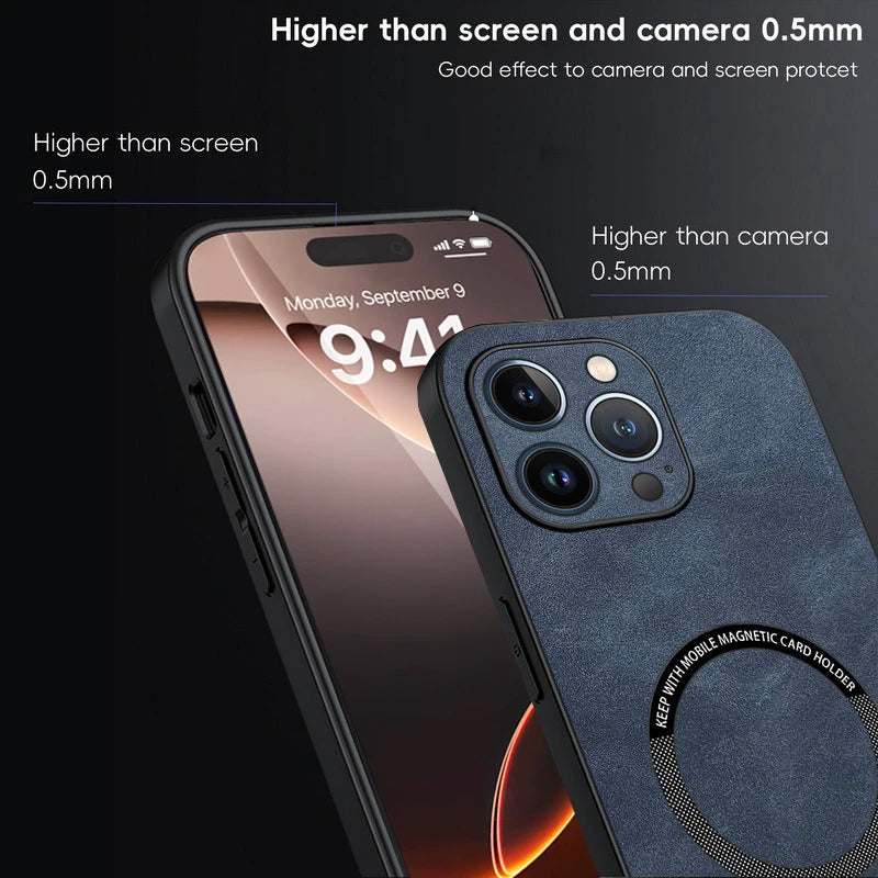 Magnetic For Magsafe Phone Case For iPhone 17 16 13 12 11 Pro Max Leather Cases For iPhone 17 Air 15 14 Pro Max 16 Plus Cover