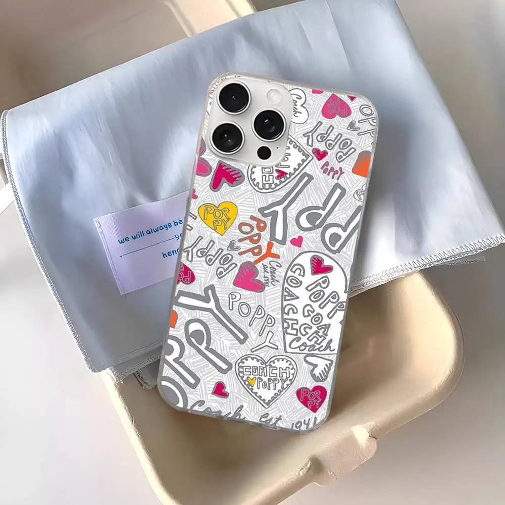 C-Coach-s Cherries Phone Case For iPhone 17 16 15 14 13 12 11 Pro Max Plus Satin Colorful Cover