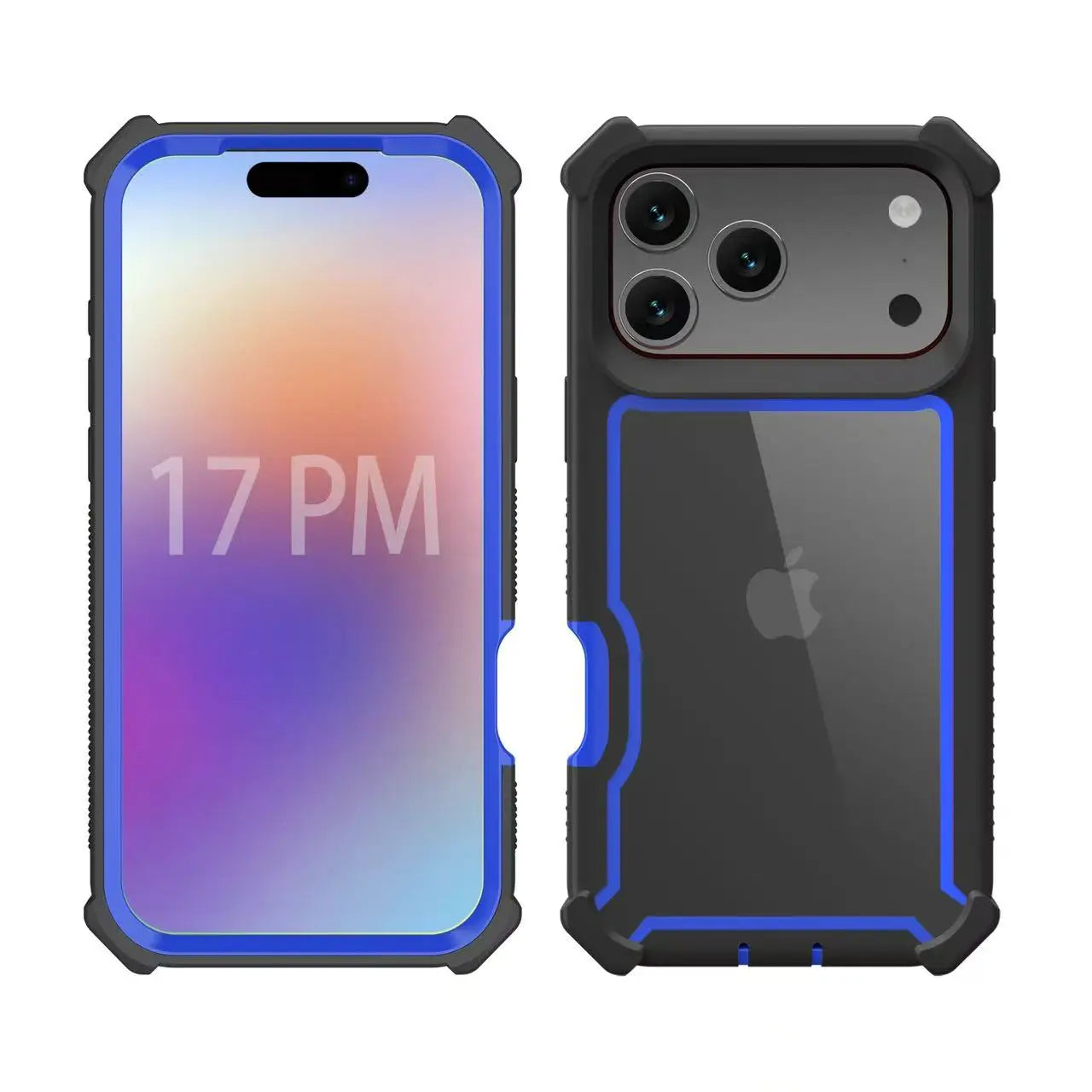 New Luxury transparent 2-in-1 sturdy shockproof protective cover for iPhone 17 Air 16 13 12 14 15 Pro Max Plus non-slip case