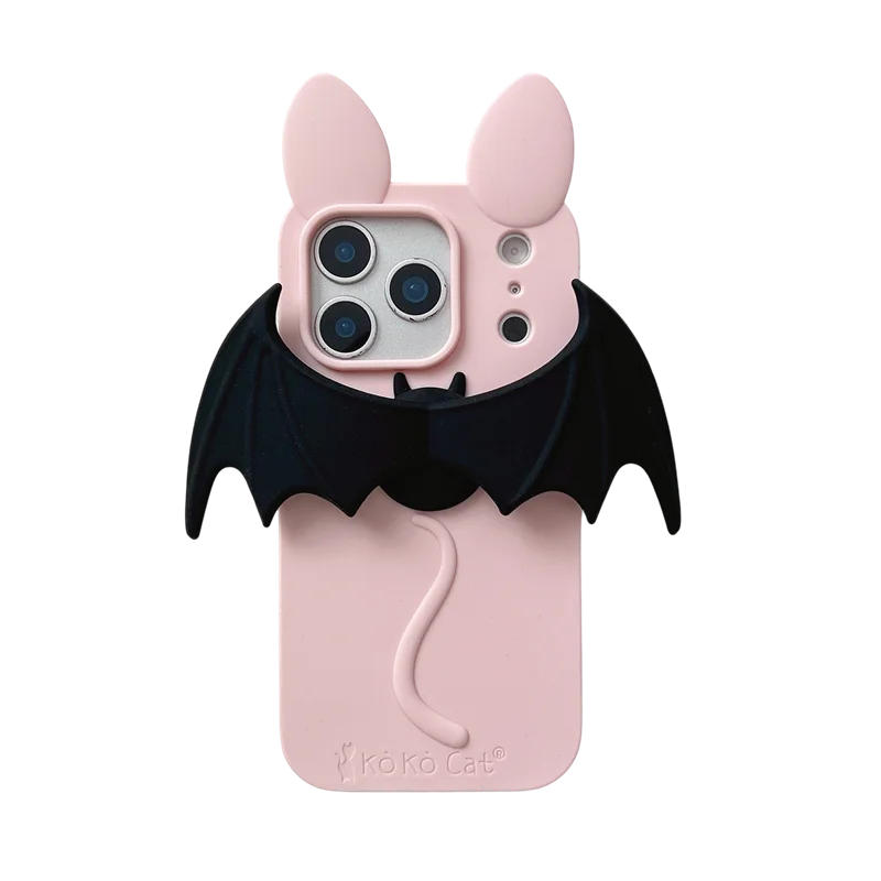 Cartoon Bat Cute Cat Ears Silicone Soft Case for IPhone 17 16 15 14 13 Pro Max 17Pro IPhone17 i17 ProMax Phone Cover Accessories