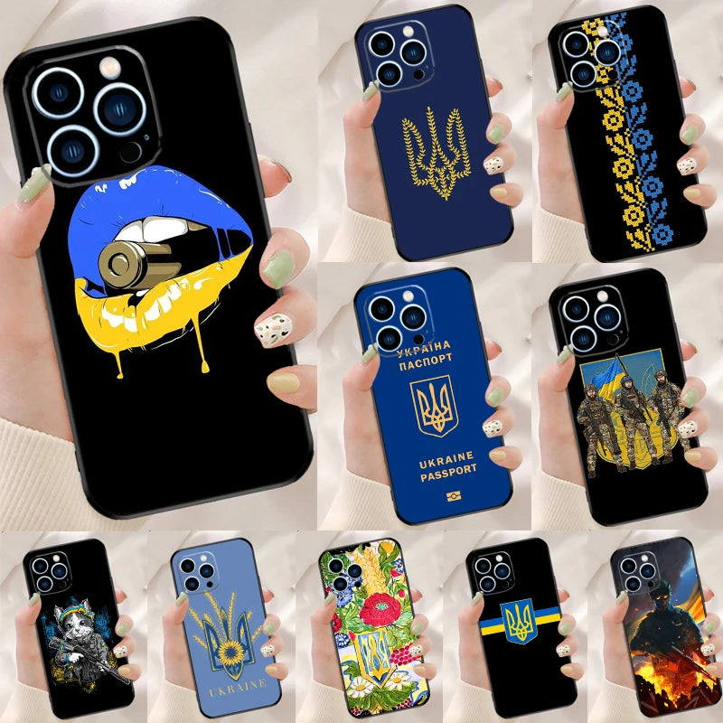 Ukraine Flag Phone Case For iPhone 16 17 Pro Max 17 Air 16E 13 12 Mini 14 15 Plus 11 Pro Max Back Cover