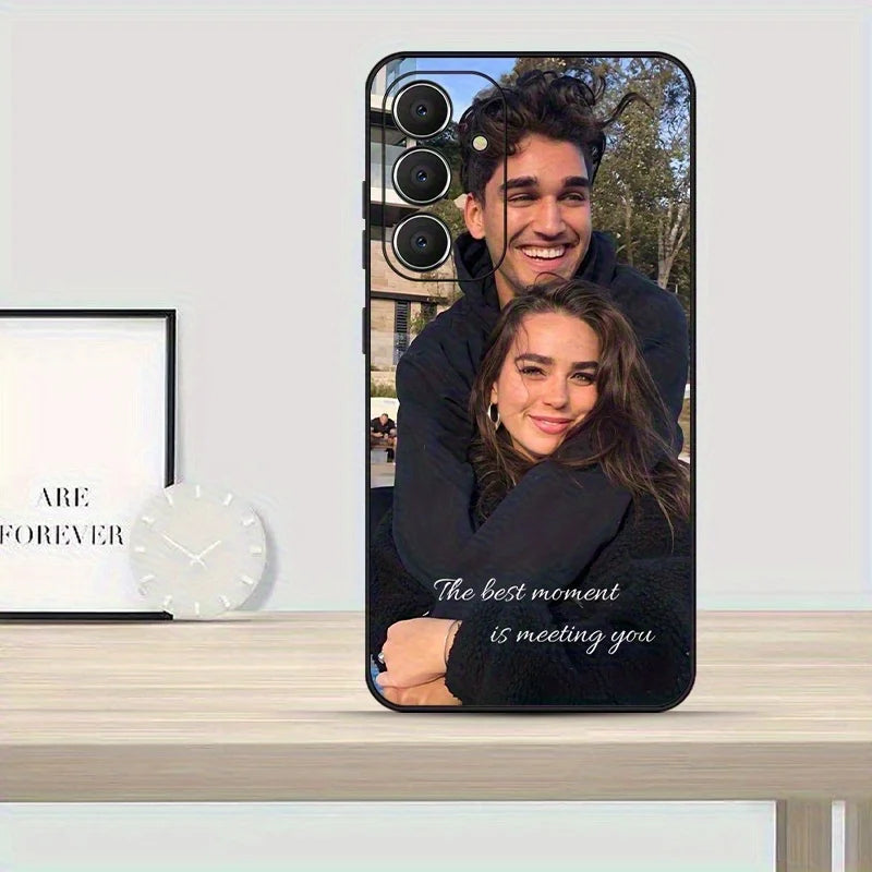 DIY Couple Photo Customized Black Soft Case For Samsung Galaxy A55 A54 A53 A52 Case A35 34 S25 S24 S23 S22 S21 S20 Ultra Plus FE