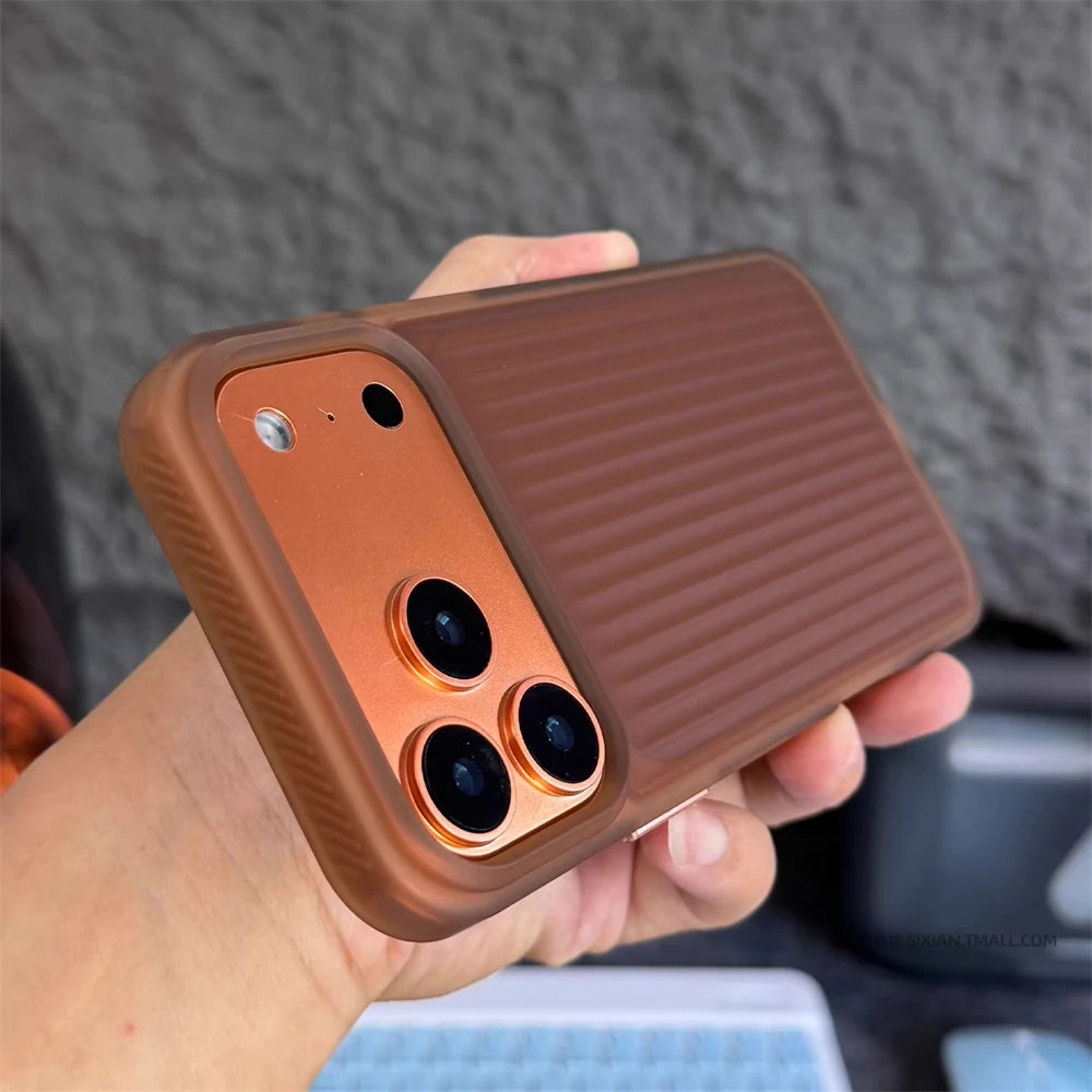 Luxury Corrugated 3D Stripes Matte Case For iPhone 17 Pro Max Air 16 15 14 13 12 Soft Edge Silicone Shockproof Bumper Back Cover