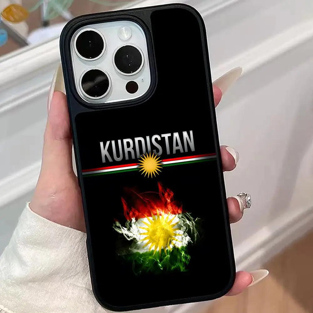 Kurdistan Flag Mobile Cell Phone Case for iPhone 17 16 15 14 13 12 11 Air Pro Max Plus Matte Surface Colorful Cover Cover Pretty
