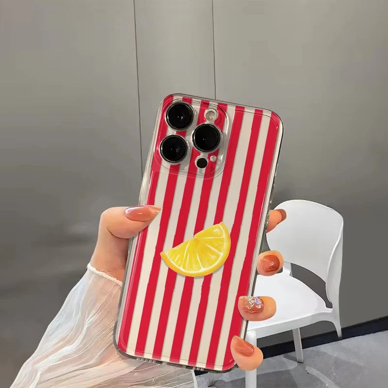 Red Checkered Orange Clear Phone Case For Samsung Galaxy S26 S25 Ultra S24 S23 FE S22 S21 Plus S20 A73 A72 A71 Silicone Cover