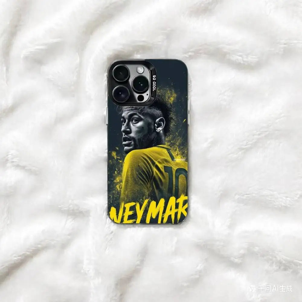 Neymar No.10 Football Theme Phone Case For iPhone 17,16,15,14,13,12,11 Plus,Pro Max,XS,Colorful Silver Phone case Funda Cover