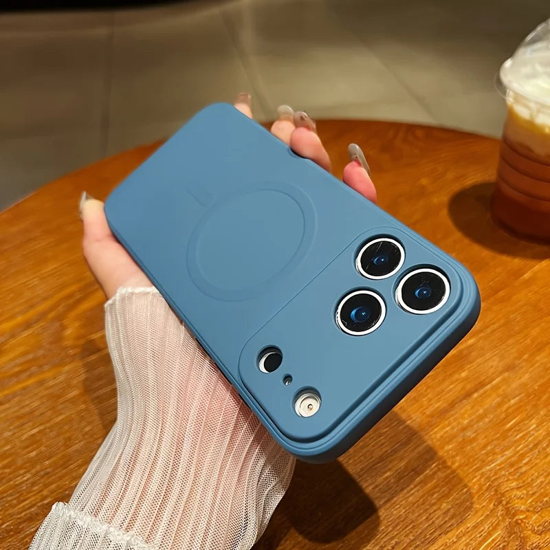 Luxurious silicone texture magnetic phone case suitable for 17/16/15/14/13/12/11 Pro Max Compatible with wireless charging suppo