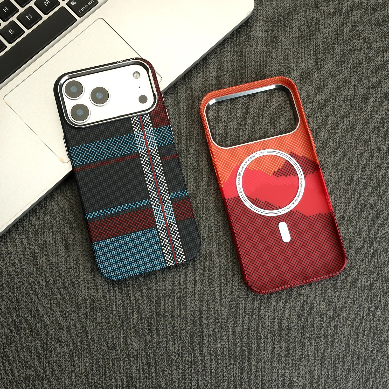 Luxury Carbon Fiber Kevlar Texture PC For Magsafe Phone Case For iPhone 17 Air 16 15 14 13 Pro Max Frosted Bumper Magnetic Cover