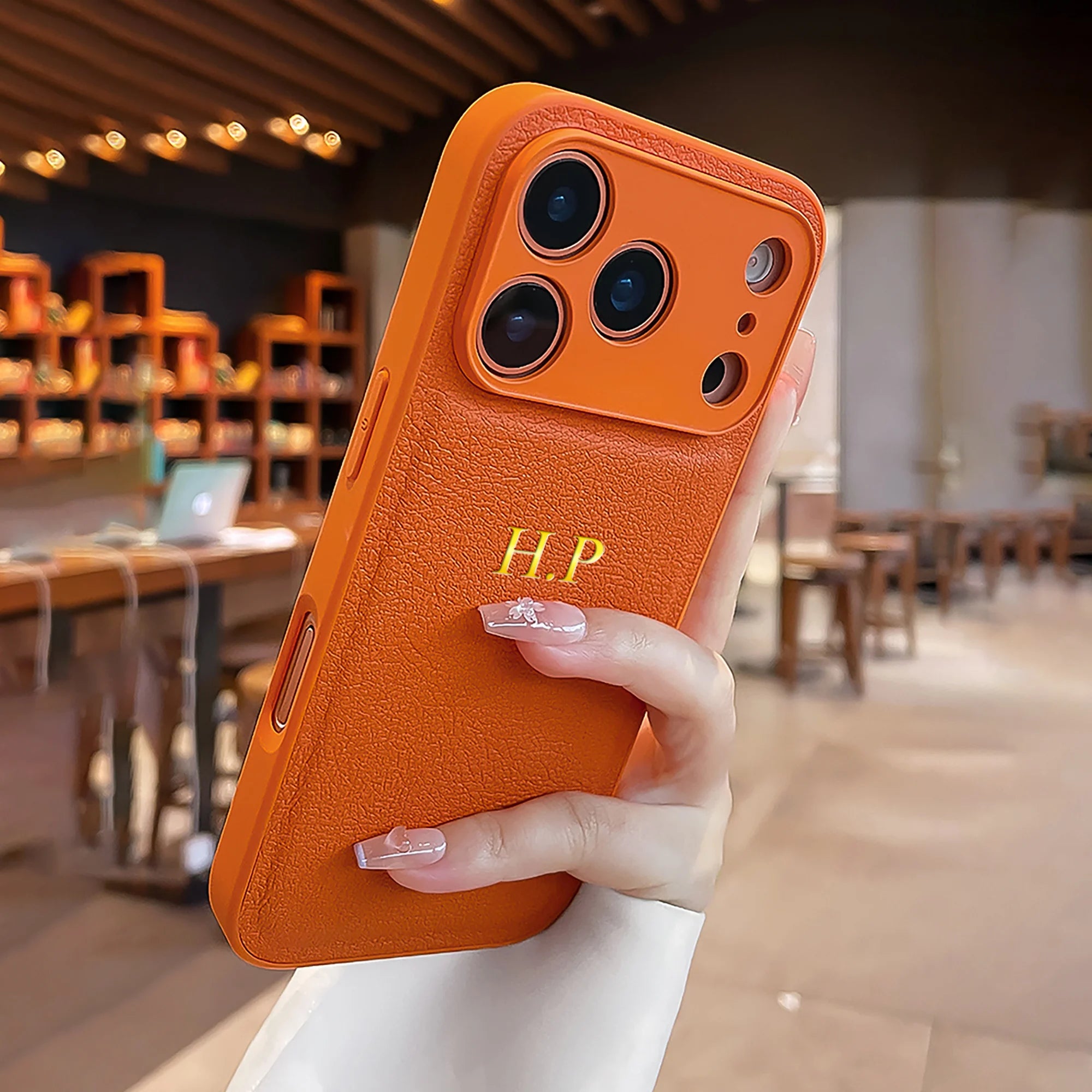 Personalized Customized Name Phone Case For iPhone 17 16 15 14 13 Pro Max Plus Air Gold 3D Hot Foil Stamping Faux Leather Cover