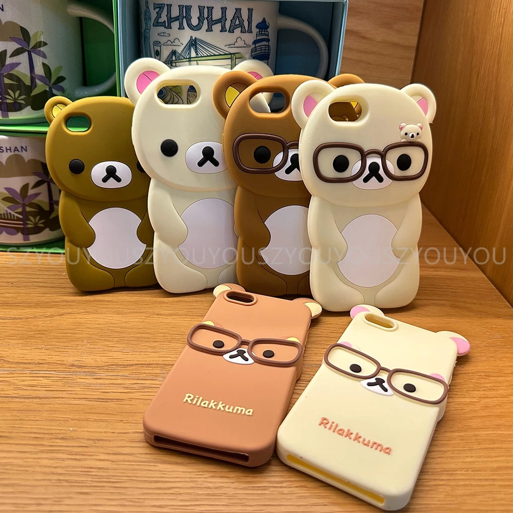 For iPhone 17 Pro 4 4S 5 5S 6 16 Pro Max 15 14 Plus 13 12 11 7 8 SE Rilakkuma Bear Chocolate Cartoon Soft Silicon Phone Case