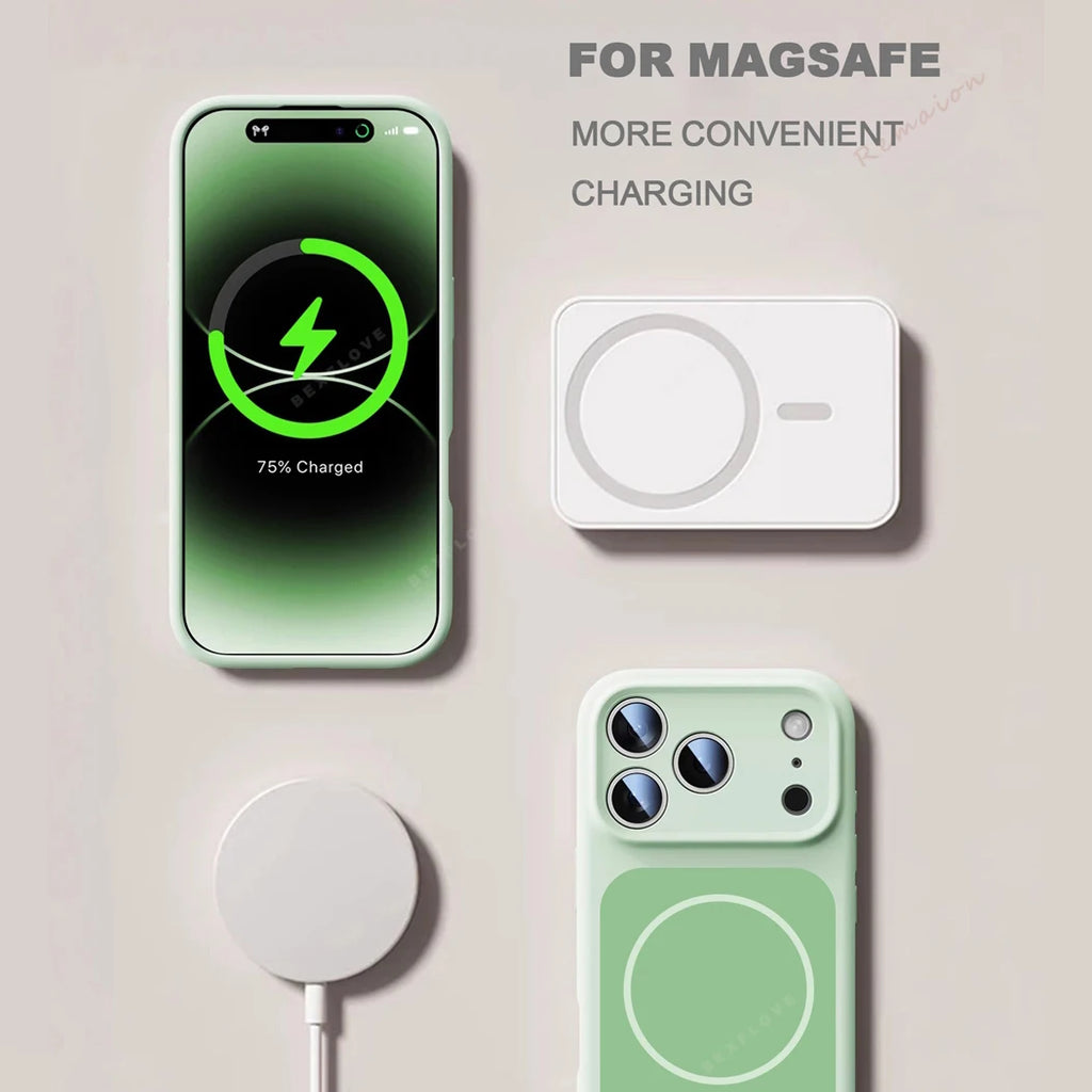 New Official Liquid Silicone Magnetic Phone Case For iPhone 17 Air 14 15 16 Plus 15 14 13 16 17 Pro Max Magsafe Protector Cover
