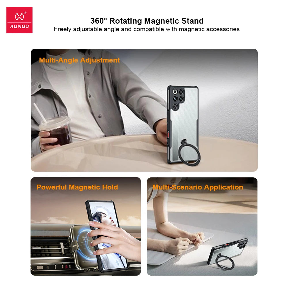 Xundd Magnetic Holder Case for Nubia Red Magic 11 Pro Plus 11 Air /9 10 Pro Plus, Airbag Anti-Fall Protection, Camera Protect
