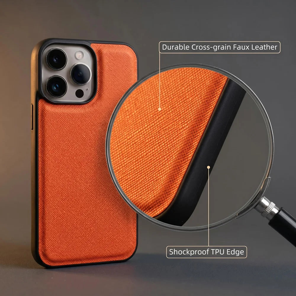 Stylish Luxury Saffiano PU Leather Phone Case Multi Trendy Colors Slim Fashion Shockproof Cover For iPhone 18 17 16 15 14 Series