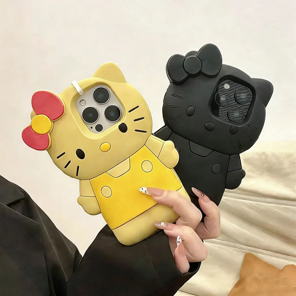 Cute Candy Braces Hello Kitty Cartoon Silicon Couple Gift Back Phone Case for iPhone 17 Pro Max 16 14 15 13 Pro 11 12 Pro Max