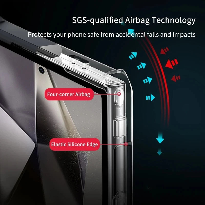 Four Corner Airbag Protection Transparent Phone Case for Samsung Galaxy S26 S25 Ultra S24 Plus 23 FE Edge Magnetic Charging Case