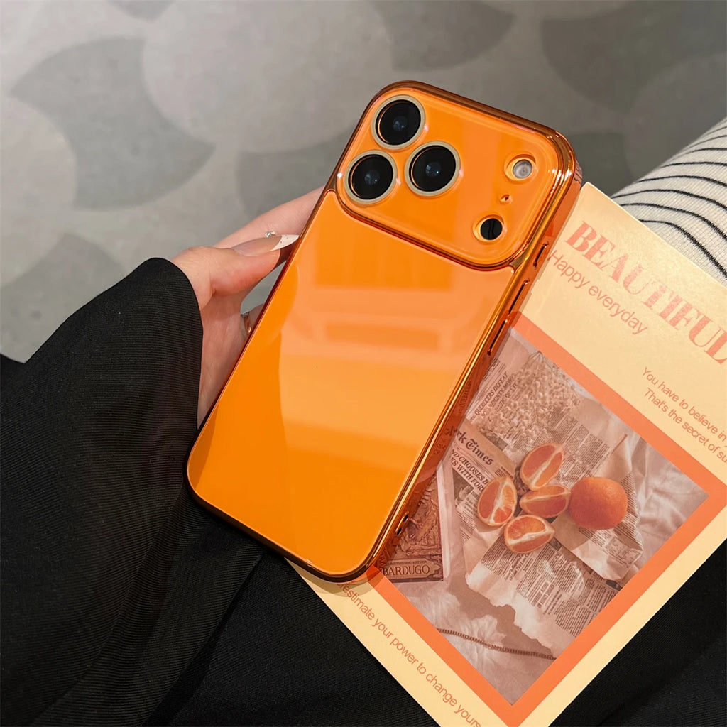Luxury Tempered Glass Phone Case For iPhone 17 16 15 14 13 12 11 Pro Max Plus Crystal Lens Protection Plating Bumper Hard Cover