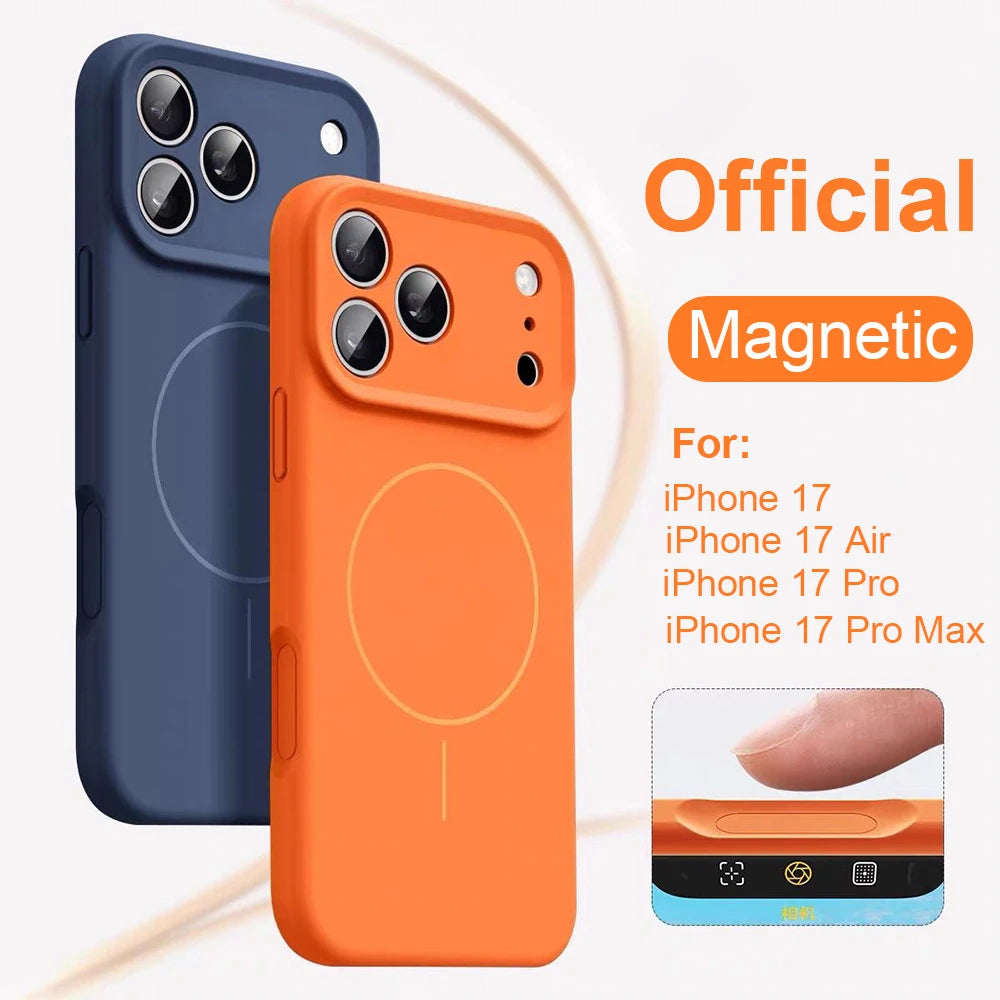 Official Liquid Silicone For Magsafe Magnetic Case For iPhone 17 Air 16 Plus 15 14 13 12 Pro Max 16E Wireless Charge Soft Cover