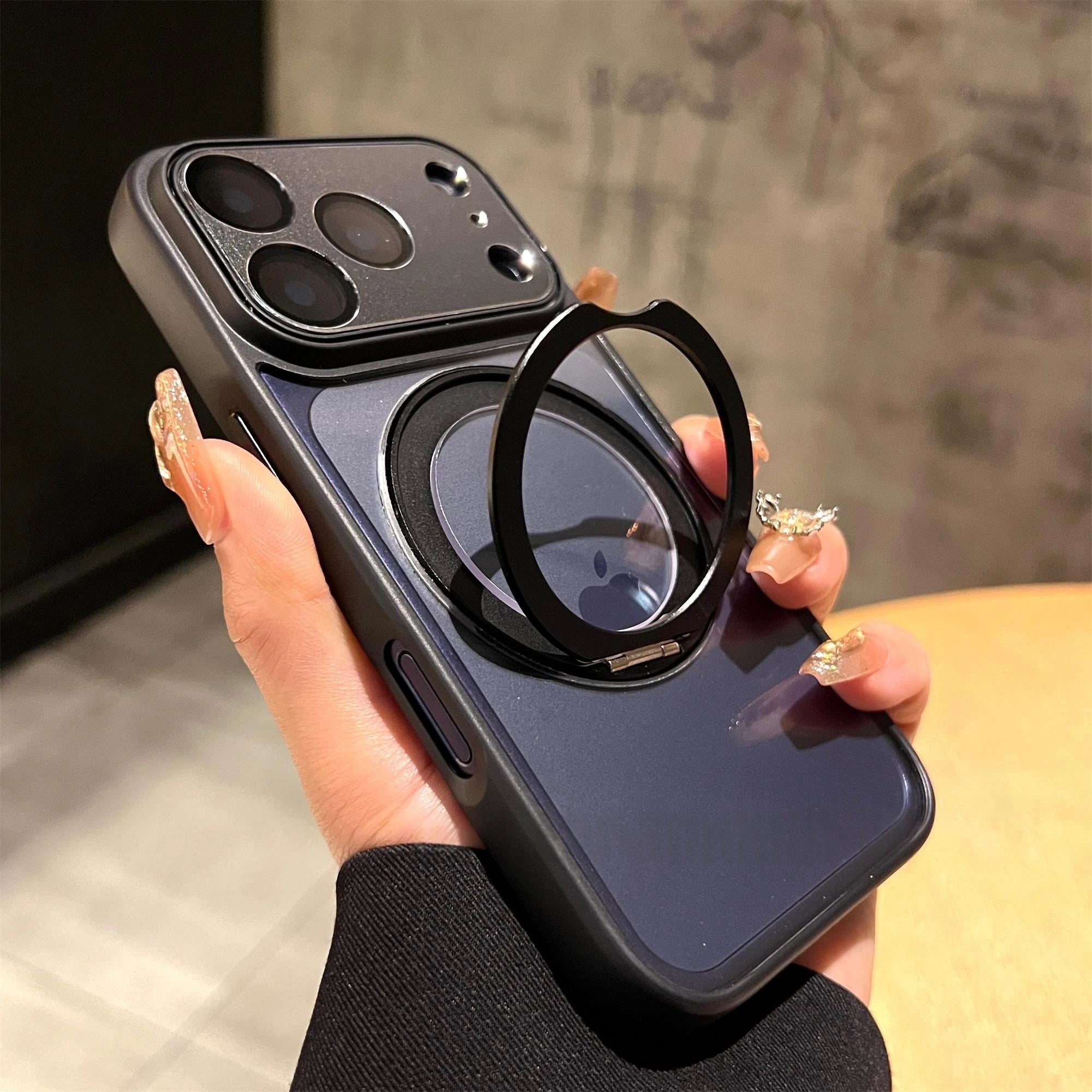 Clear Magnetic For Magsafe Wireless Charge Case For iPhone 17 Air 16 15 14 13 12 Pro Max Plus 360 Stand Holder Armor Cover