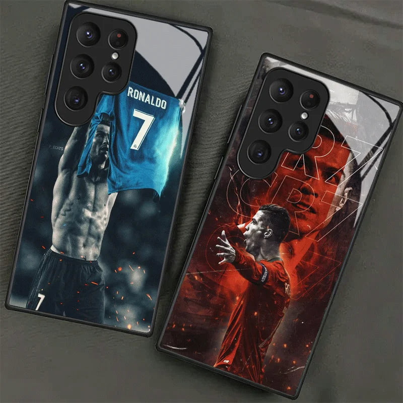 Football Star R-Ronaldo C-CR7 Glass Phone Case for Samsung Galaxy S26 S25 S24 S23 Ultra Edge S22 S21 Plus S20 FE Shockproof Cove