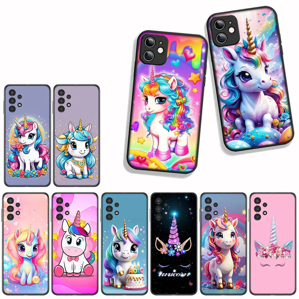 Cover for Samsung Galaxy S25 S23 S22 S24 FE Ultra S10 Plus A05 A06 A15 A16 A26 A35 S10E Case Wallpaper Unicorn Lovely Poster