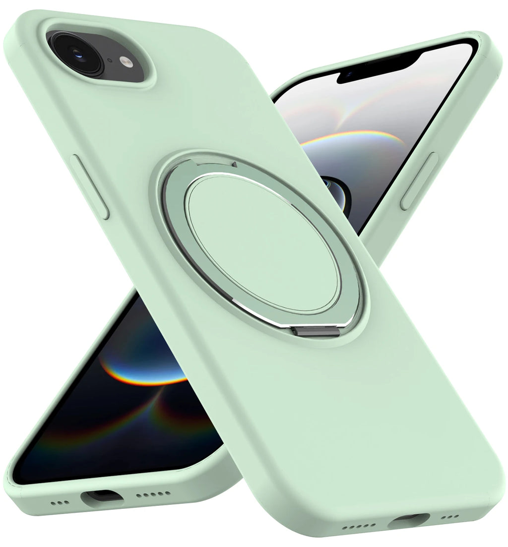 Case For iPhone 17E 16E Silicone PC Iron Ring Magnetic Anti-fall 360 Degree Rotating Stand Cover For iPhone 16E Bumper