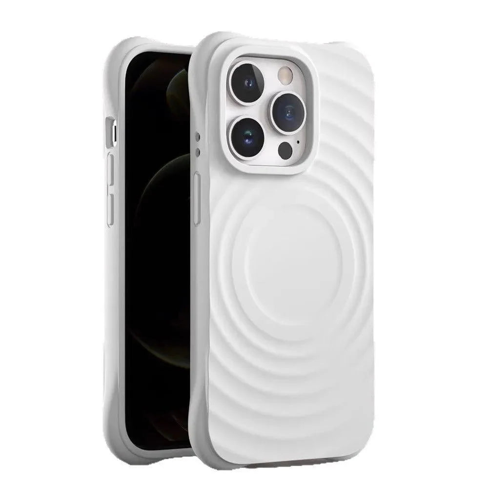 Fashion Ripple Soft Silicone Magnetic Case For iPhone 17 Pro Max 16 15 14 13 12 Pro For Liquid Magsafe Wireless Charging Cover