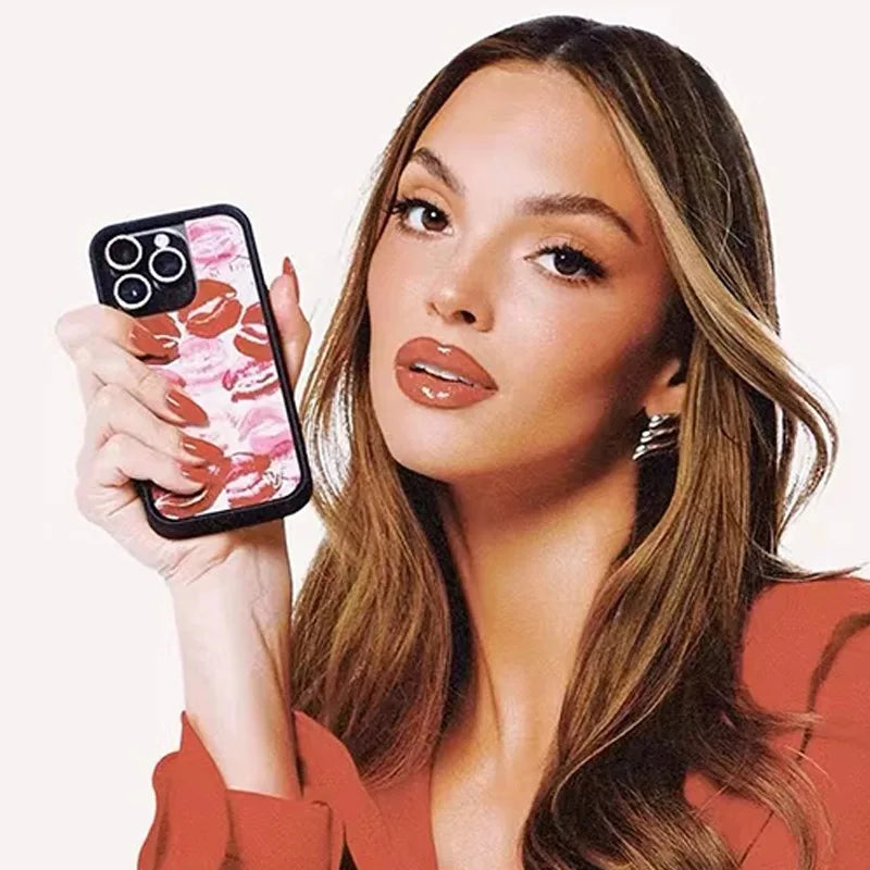 Wildflower Fashion Sexy Red Lips Print Phone Cover For iPhone 12 13 14 15 16Pro Max Plus 17 Pro WF Girl Sexy Lip Printing Case