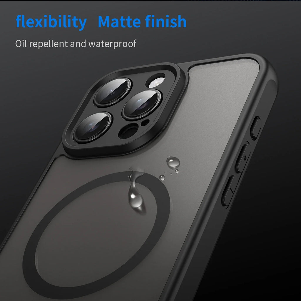 For Magsafe Magnetic Wireless Charge Frosted Case For iPhone 16 15 14 13 12 Pro Max Plus Funda Shockproof Matte Back Cover Coque