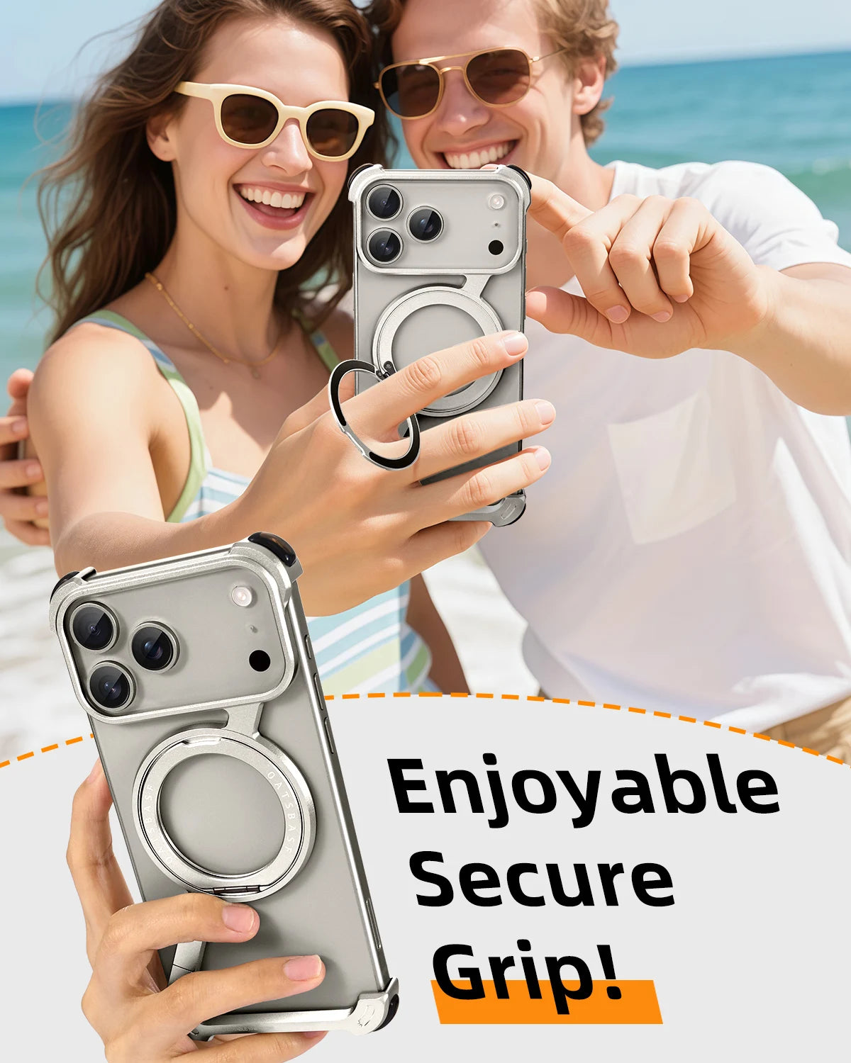 Oatsbasf Frameless Metal Phone Case for iPhone 17 Pro/Pro Max/17 Air with Stand 360° Rotatable Magsafe Protective Shockproof