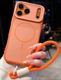 Magnetic Skin Feel Phone Wrist Strap Case Suitable for iPhone 11 12 Pro 13 14 15 Plus 16 17 Pro Max Fashionable Protective Cover
