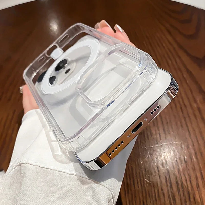 Transparent For Magesafe Magnetic Wireless Charge Case For iPhone 7 8 Xs 11 12 13 14 15 16 17 Pro Max Air Plus Shockproof Cover