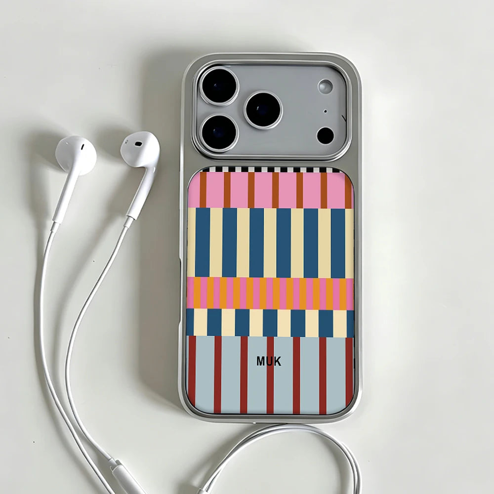 Clmj Block Stripe Print Phone Case for iPhone 17 16 15 14 13 12 11 Air Pro Max Plus Luxury Clear Soft Back Cover