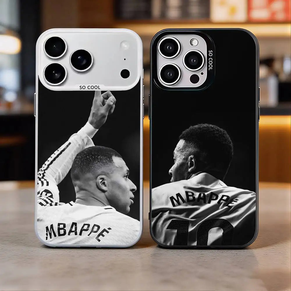 K-kylian M-mbappe Football Star Phone Case For iPhone 17, 16,15,14,13,12,11 Plus,Pro Max, Colorful Silver Funda Cover