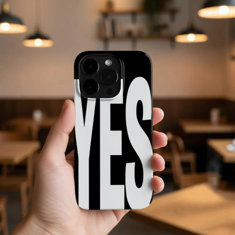 YES NO Simple Pure Phone Case For iPhone 17 16 15 14 13 12 Pro Max Mini 11 XR SE XS 8 7 Plus Air ProMax Cover