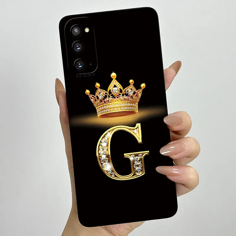 For Samsung S20 FE Plus Ultra Case Crown Letter Soft Liquid Silicone Phone Case For Galaxy S 20 S20FE Full Protection Back Cover